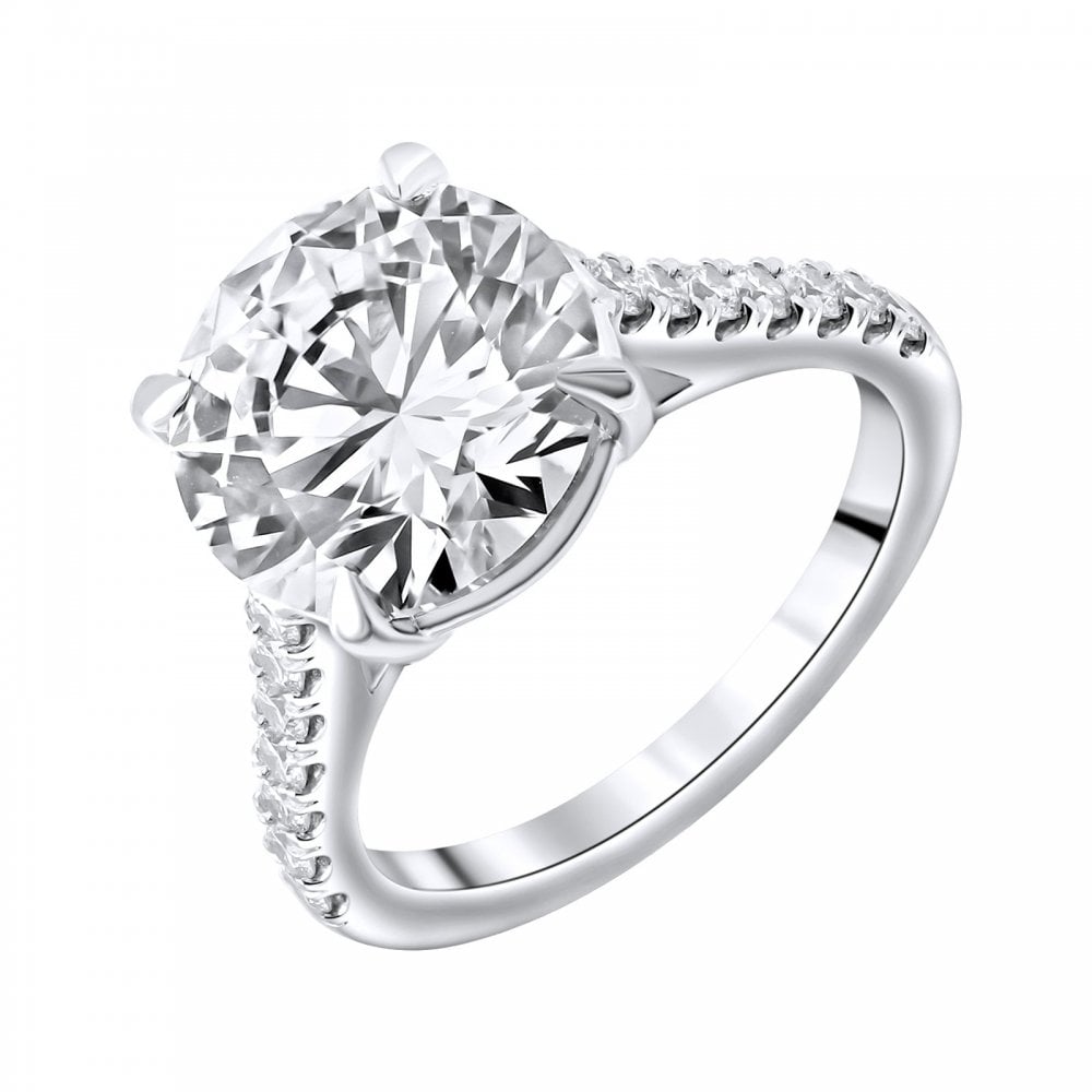 Lab grown platinum 5.02ct D VVS2 IGI round diamond ring