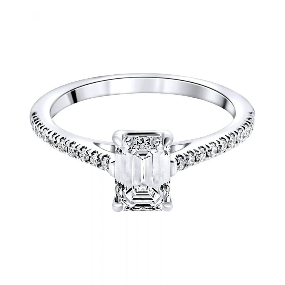 Lab grown platinum 1.05ct D VVS2 IGI emerald cut diamond ring