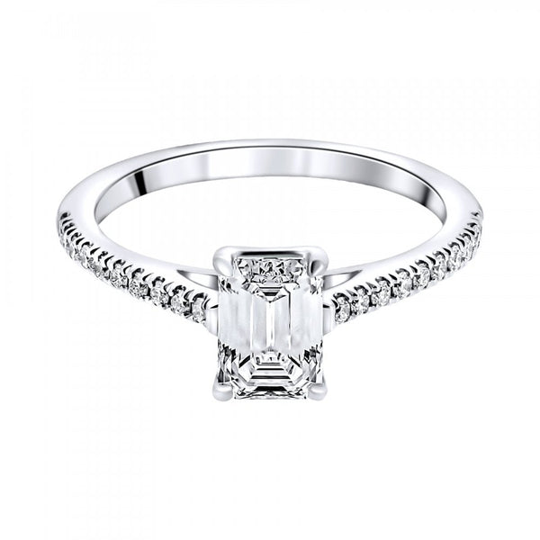 Lab grown platinum 1.05ct D VVS2 IGI emerald cut diamond ring