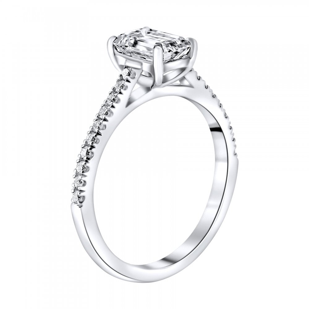 Lab grown platinum 1.05ct D VVS2 IGI emerald cut diamond ring
