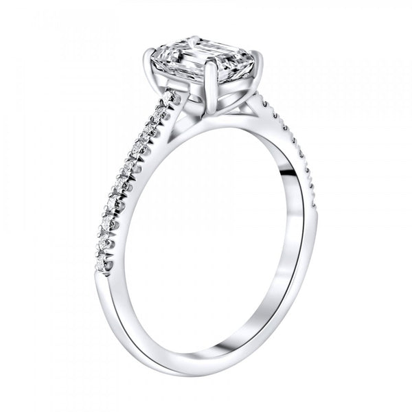 Lab grown platinum 1.05ct D VVS2 IGI emerald cut diamond ring