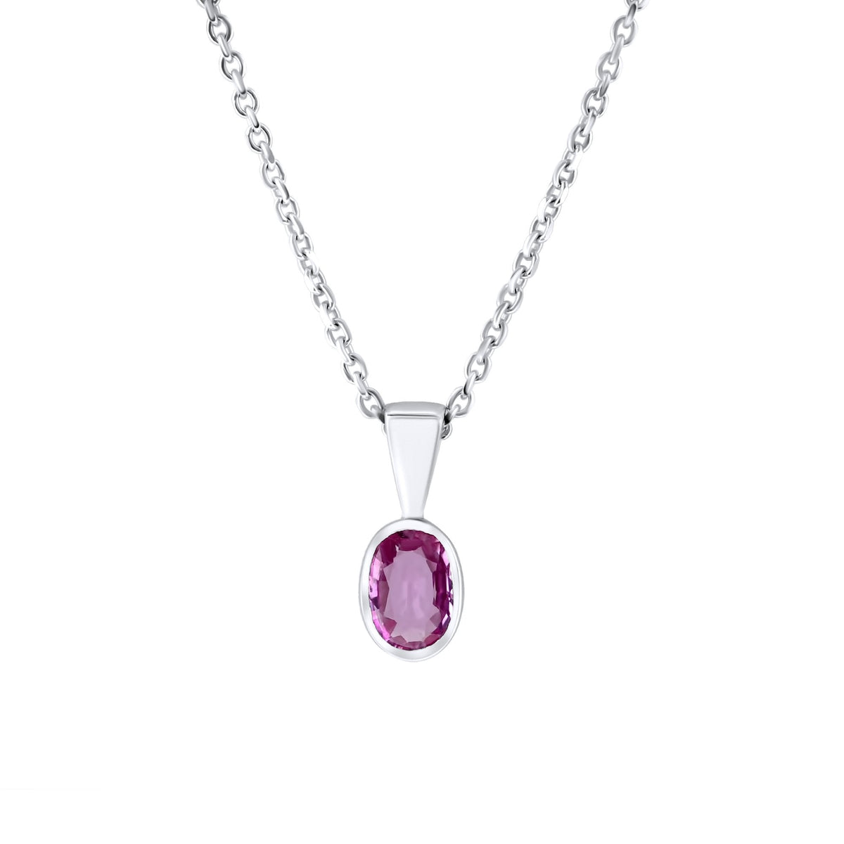 9ct white gold 0.49ct pink sapphire pendant