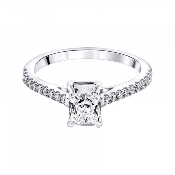 Lab grown platinum 1.01ct D VVS2 IGI radiant cut diamond ring