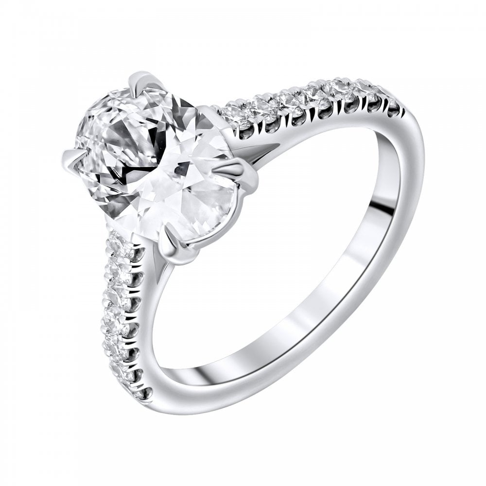 Lab grown platinum 2.02ct D VVS1 IGI oval cut diamond ring