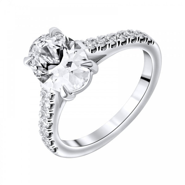 Lab grown platinum 2.02ct D VVS1 IGI oval cut diamond ring