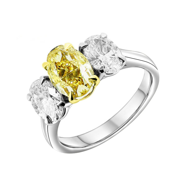 Lab grown platinum 1.03ct fancy yellow & 1.08ct diamond ring