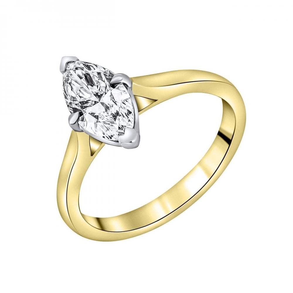 LG 18ct yellow gold 1.08ct D VVS2 IGI marquise diamond ring