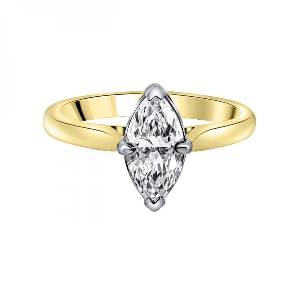 LG 18ct yellow gold 1.08ct D VVS2 IGI marquise diamond ring