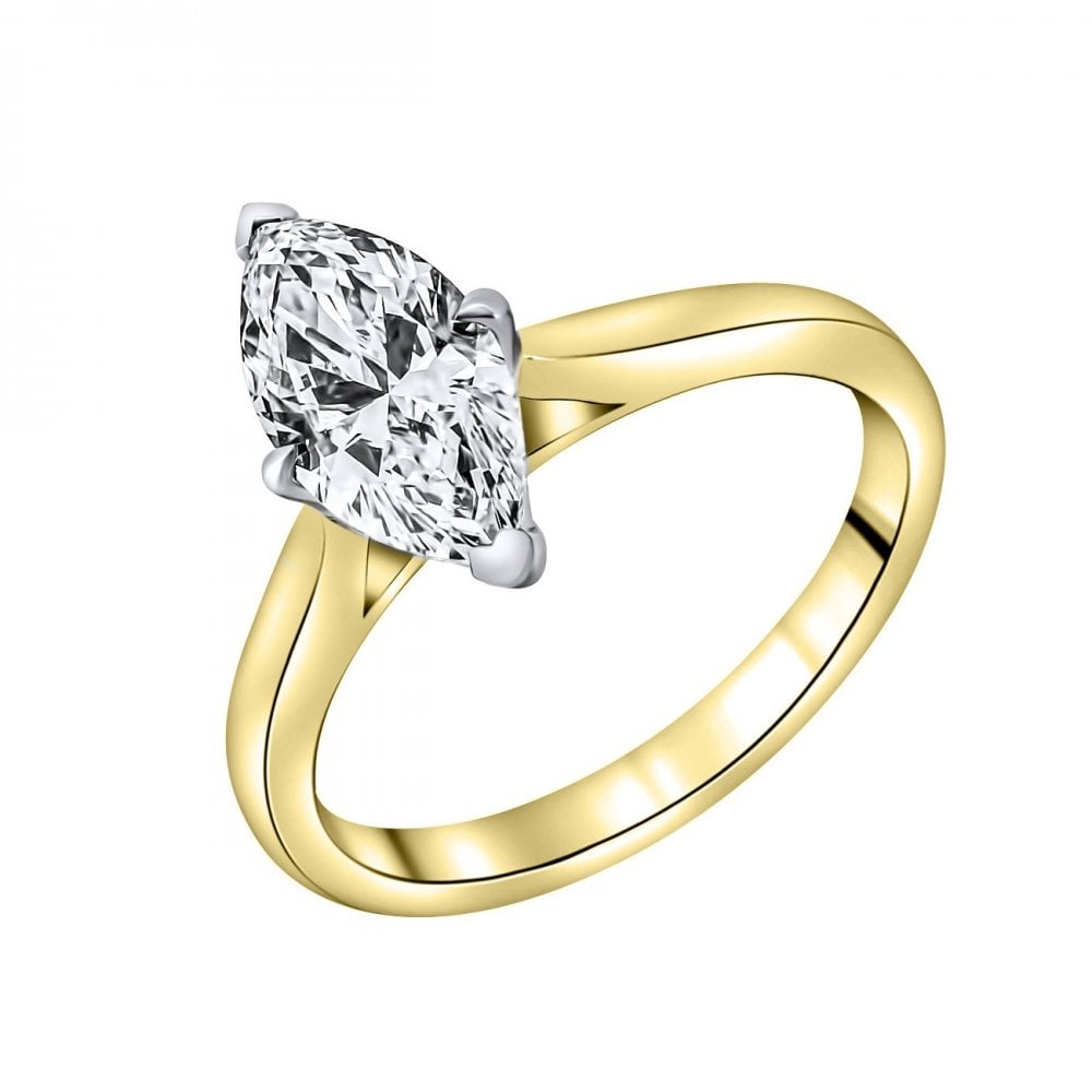 LG 18ct yellow gold 1.52ct D VVS2 IGI marquise diamond ring