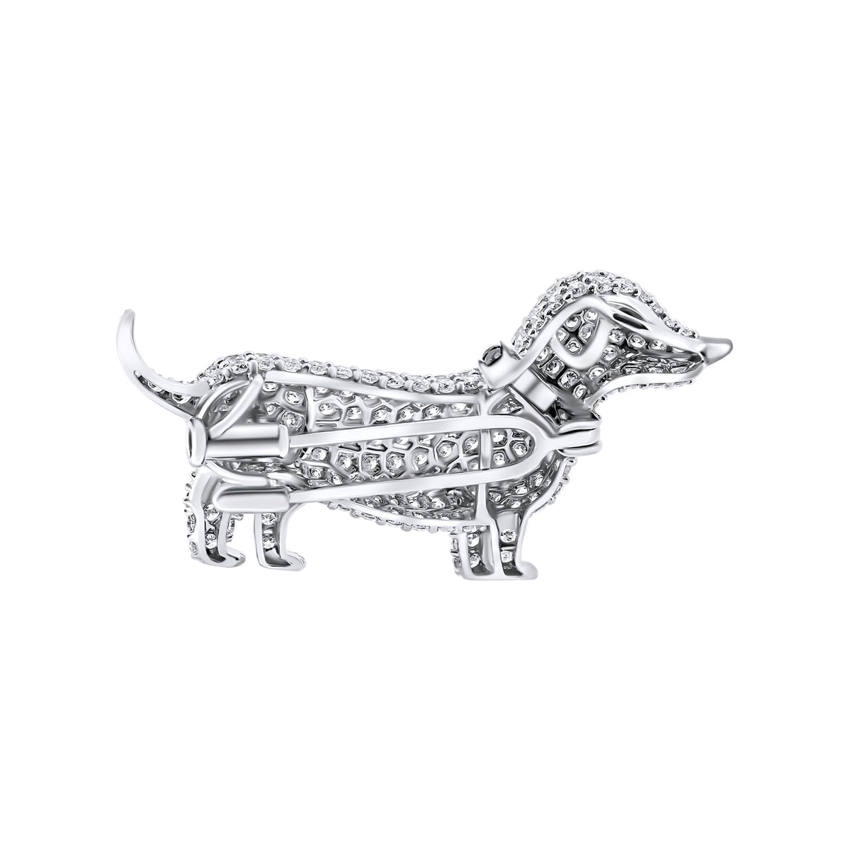 18ct white gold 2.83ct white & black diamond dog brooch