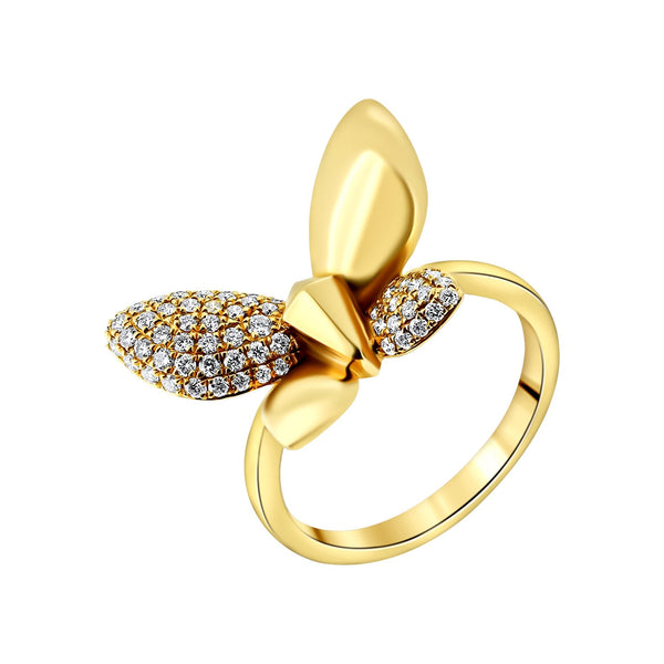 18ct rose gold 0.43ct diamond set butterfly dress ring