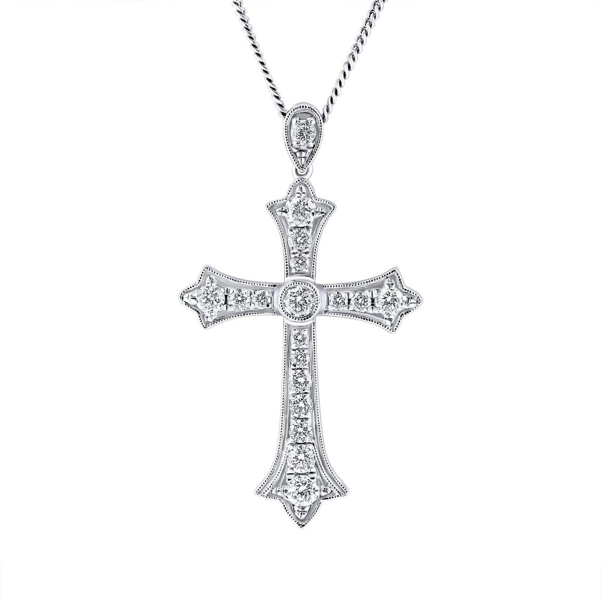 Platinum 1.62ct round brilliant cut diamond cross pendant