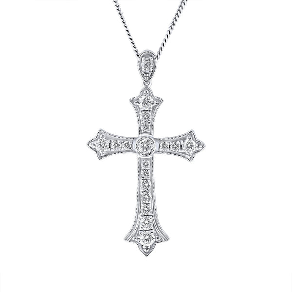 Platinum 1.62ct round brilliant cut diamond cross pendant