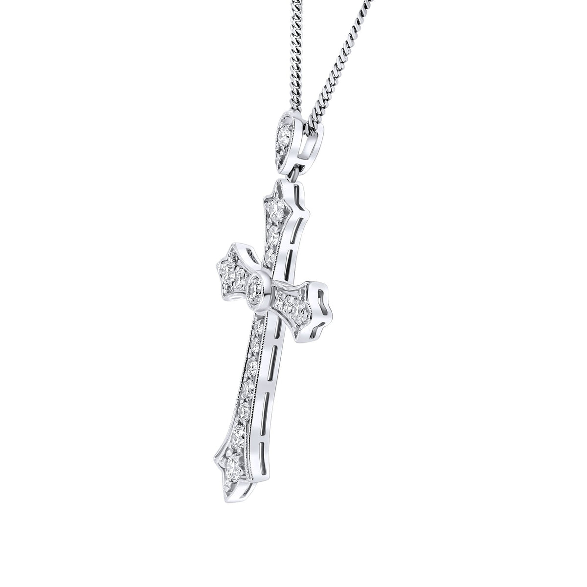 Platinum 1.62ct round brilliant cut diamond cross pendant