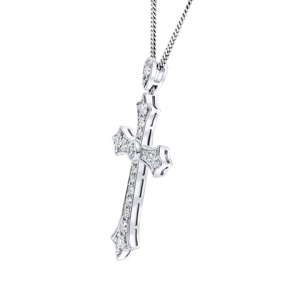 Platinum 1.62ct round brilliant cut diamond cross pendant