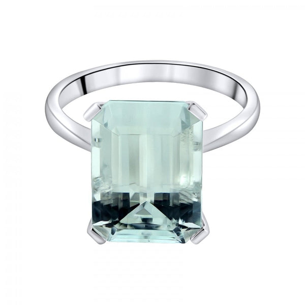 9ct white gold 14x10mm emerald cut aquamarine ring