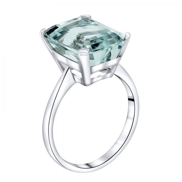 9ct white gold 14x10mm emerald cut aquamarine ring