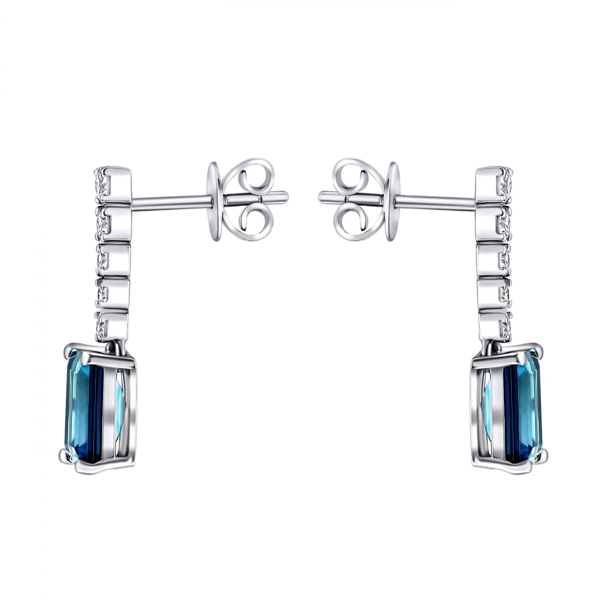 Platinum 2.37ct London blue topaz & 0.20ct diamond drop earrings