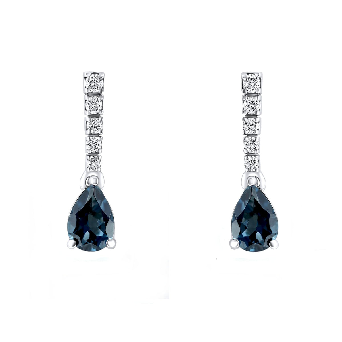 Platinum 1.53ct London blue topaz 0.20ct diamond drop earrings