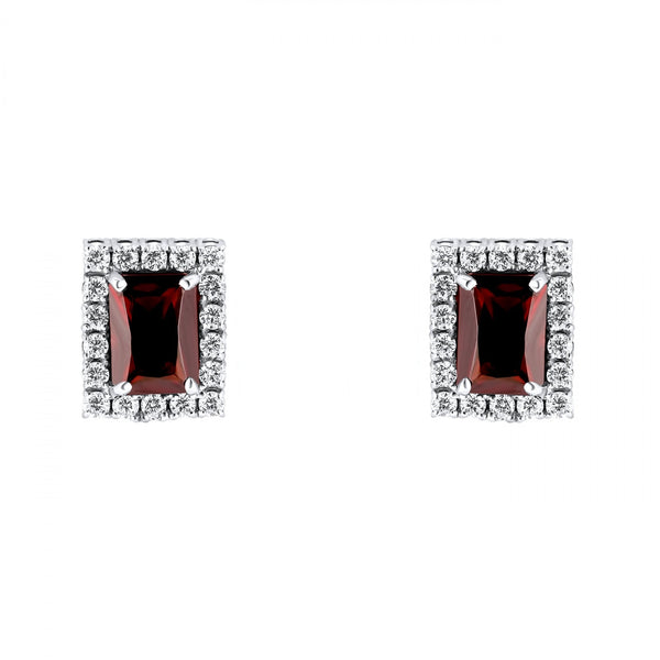 Platinum 2.52ct garnet & 0.49ct diamond cluster earrings