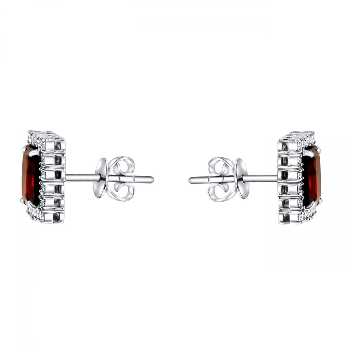 Platinum 2.52ct garnet & 0.49ct diamond cluster earrings