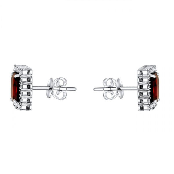 Platinum 2.52ct garnet & 0.49ct diamond cluster earrings