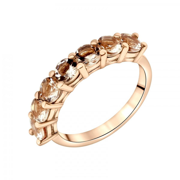 9ct rose gold 1.75ct round cut morganite 7 stone ring