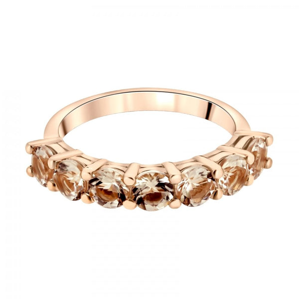 9ct rose gold 1.75ct round cut morganite 7 stone ring