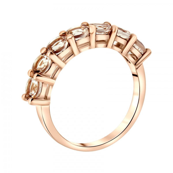 9ct rose gold 1.75ct round cut morganite 7 stone ring