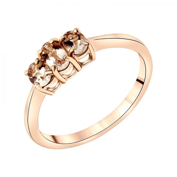 9ct rose gold 5x3mm & 4x2mm morganite graduated 3 stone ring