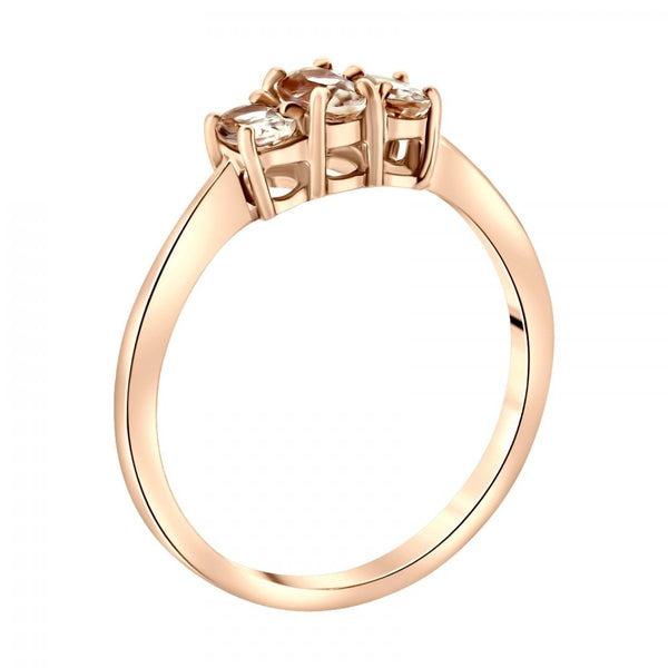 9ct rose gold 5x3mm & 4x2mm morganite graduated 3 stone ring