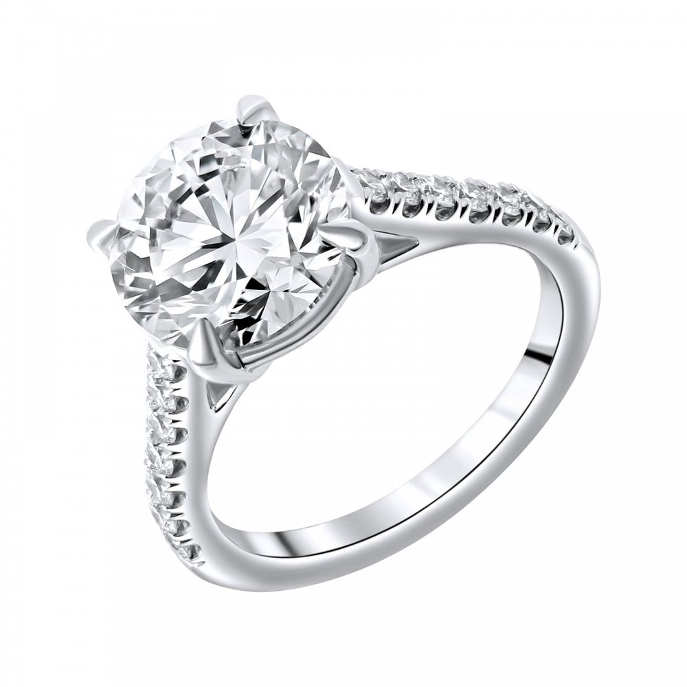 Lab Grown Platinum 3.03ct D Vvs2 Igi Round Diamond Ring