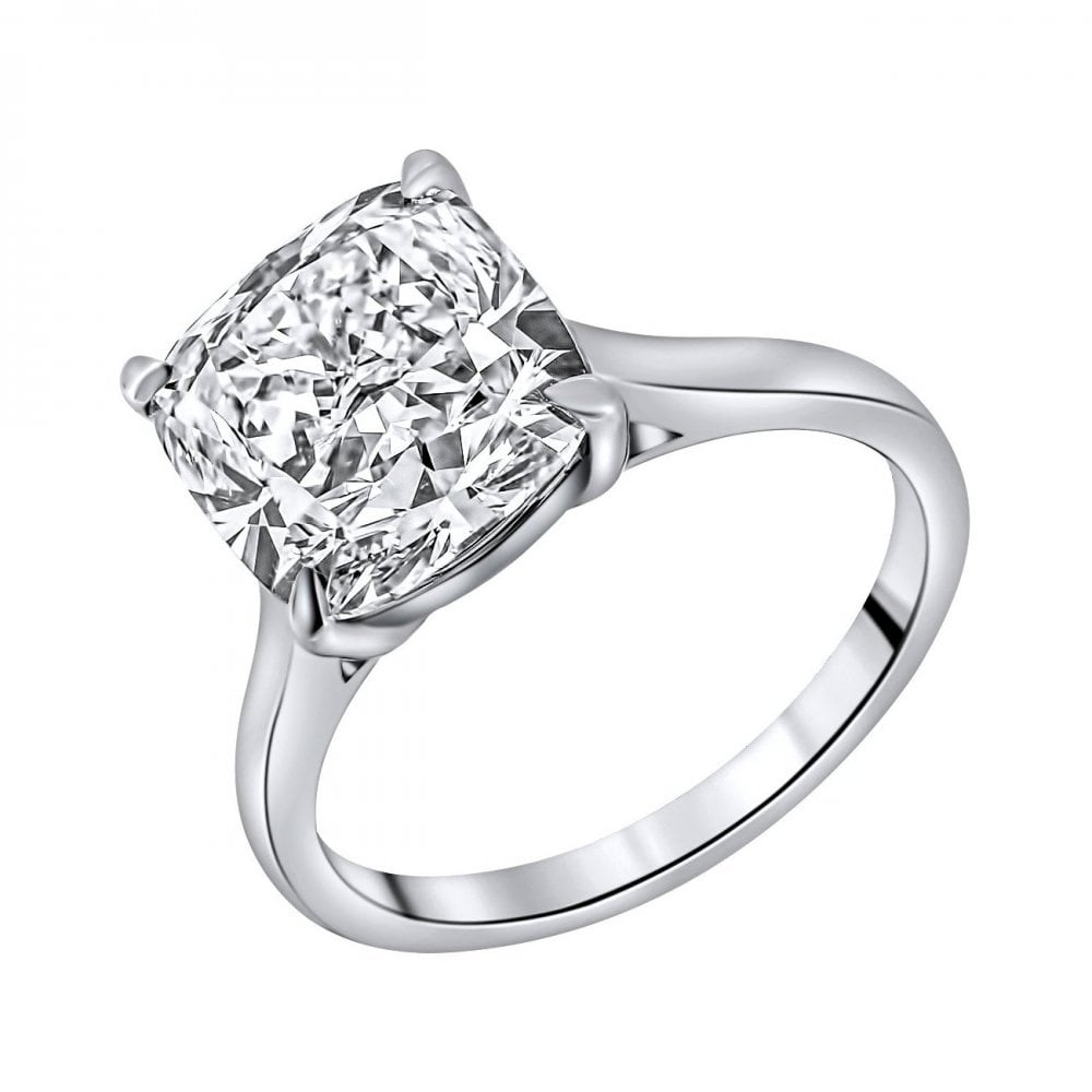 Lab grown platinum 5.01ct D VVS2 IGI cushion cut diamond ring