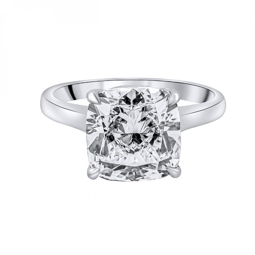 Lab grown platinum 5.01ct D VVS2 IGI cushion cut diamond ring