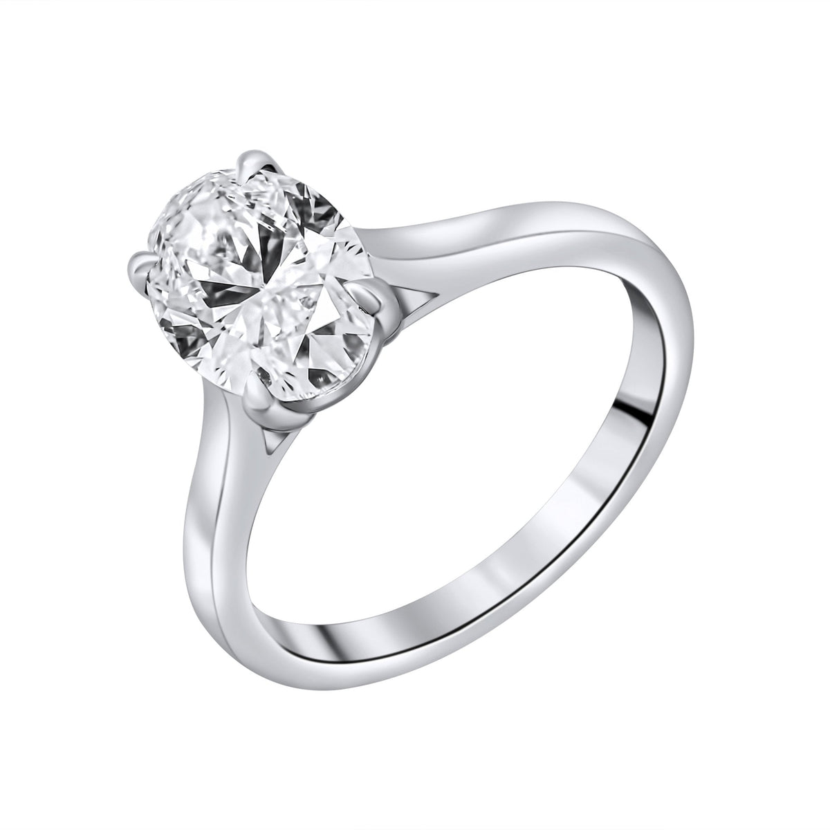 Lab Grown Platinum 2.54ct D Vvs2 Igi Oval Cut Diamond Ring