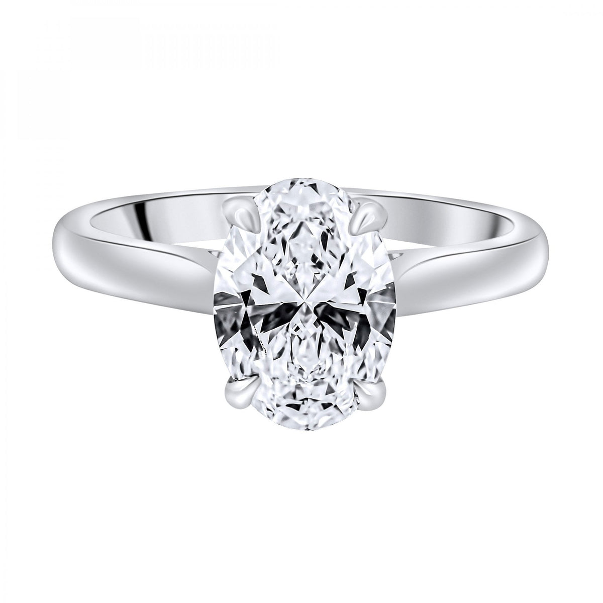 Lab Grown Platinum 2.54ct D Vvs2 Igi Oval Cut Diamond Ring