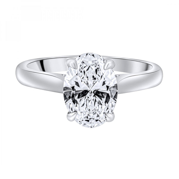 Lab Grown Platinum 2.54ct D Vvs2 Igi Oval Cut Diamond Ring