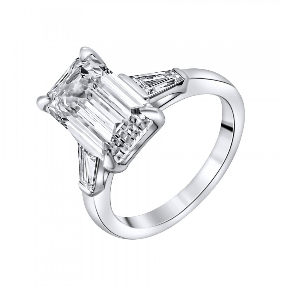 Lab grown platinum 5.01ct D VVS2 IGI emerald cut diamond ring