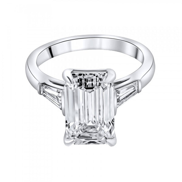 Lab grown platinum 5.01ct D VVS2 IGI emerald cut diamond ring