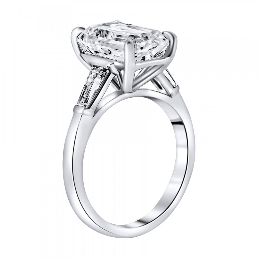 Lab grown platinum 5.01ct D VVS2 IGI emerald cut diamond ring