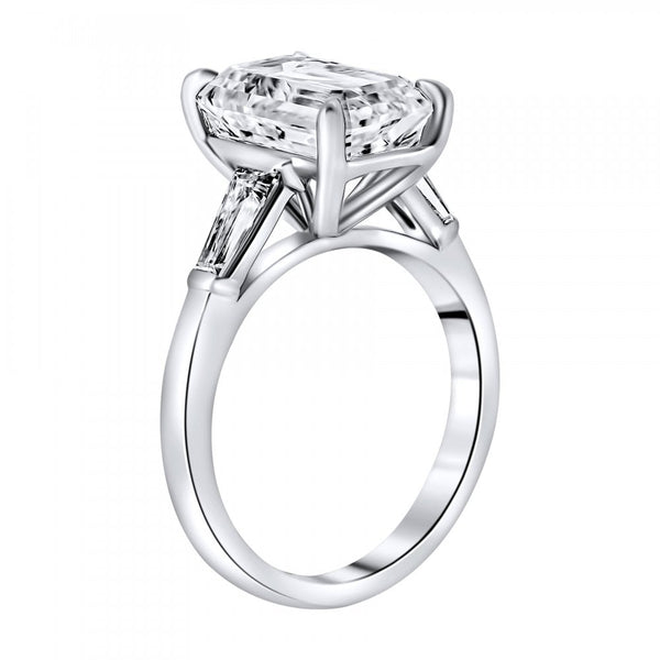 Lab grown platinum 5.01ct D VVS2 IGI emerald cut diamond ring
