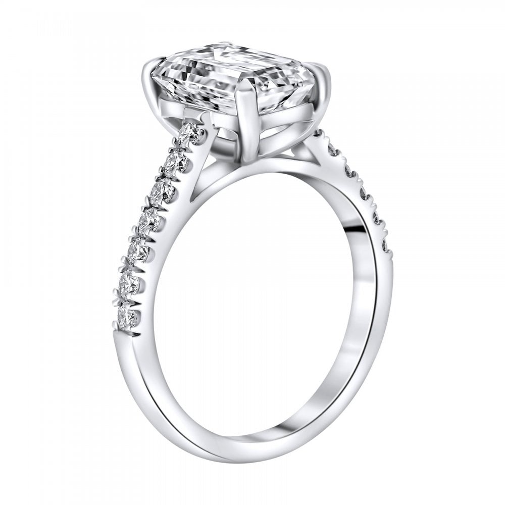 Lab grown platinum 3.04ct D VVS2 IGI emerald cut diamond ring
