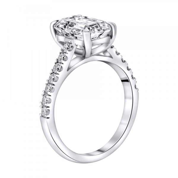 Lab grown platinum 3.04ct D VVS2 IGI emerald cut diamond ring