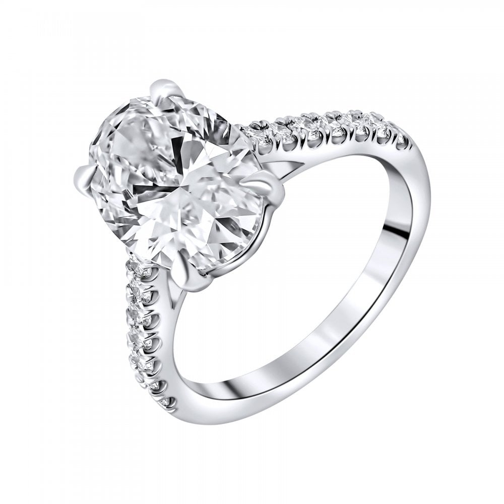 Lab grown platinum 4.01ct D VVS2 IGI oval diamond ring