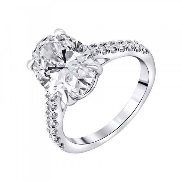 Lab grown platinum 4.01ct D VVS2 IGI oval diamond ring