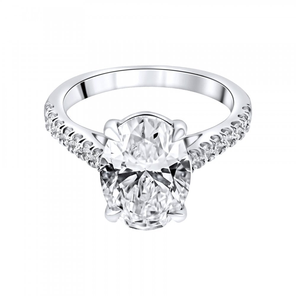 Lab grown platinum 4.01ct D VVS2 IGI oval diamond ring