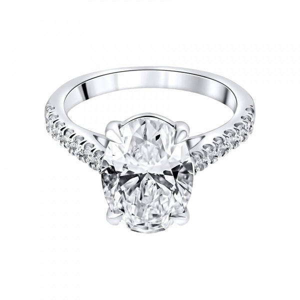 Lab grown platinum 4.01ct D VVS2 IGI oval diamond ring