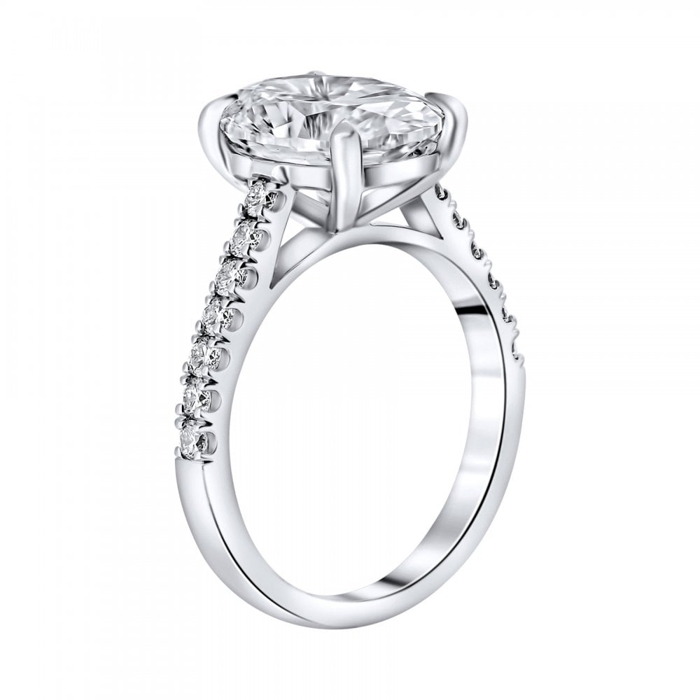 Lab grown platinum 4.01ct D VVS2 IGI oval diamond ring