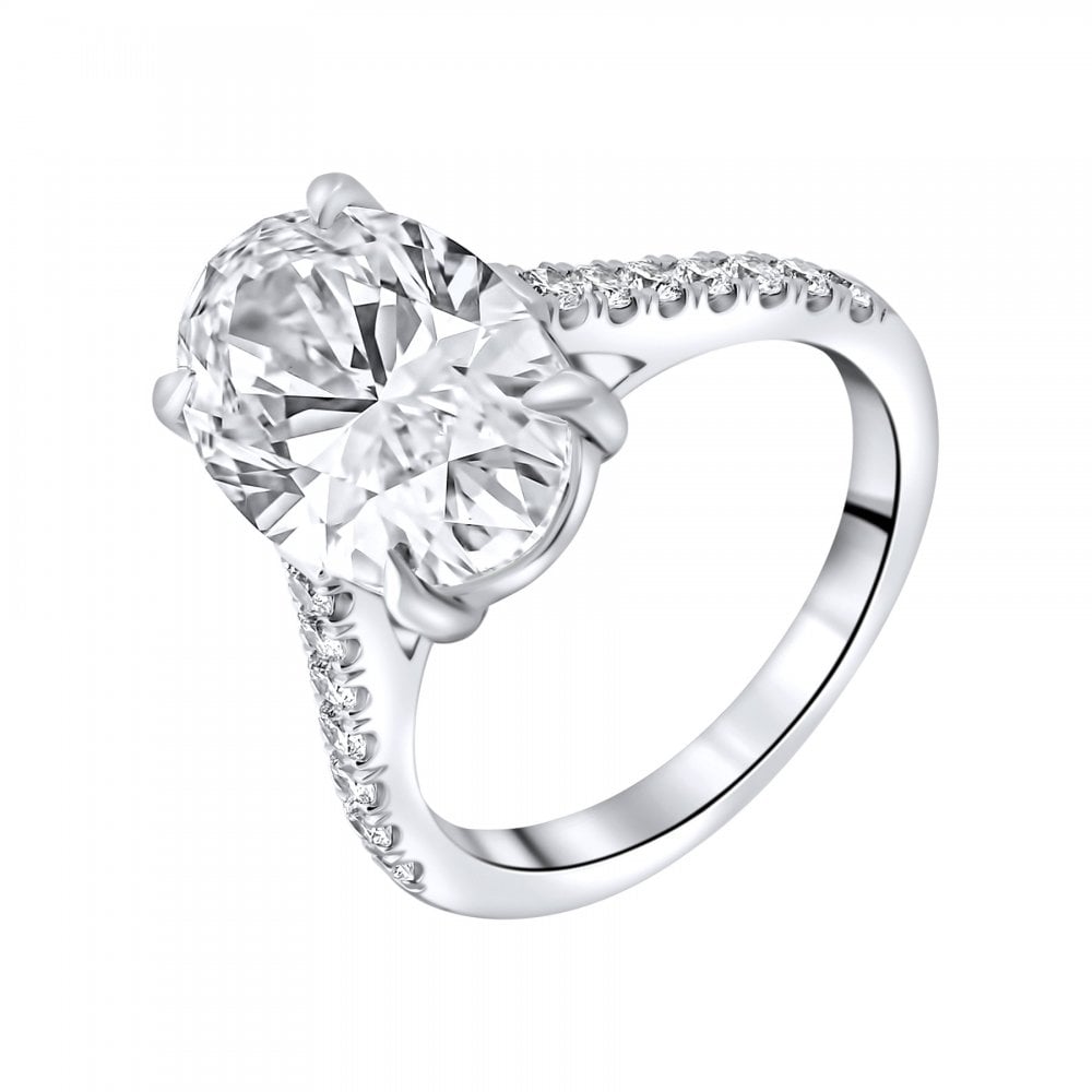 Lab grown platinum 5.01ct D VVS2 IGI oval cut diamond ring