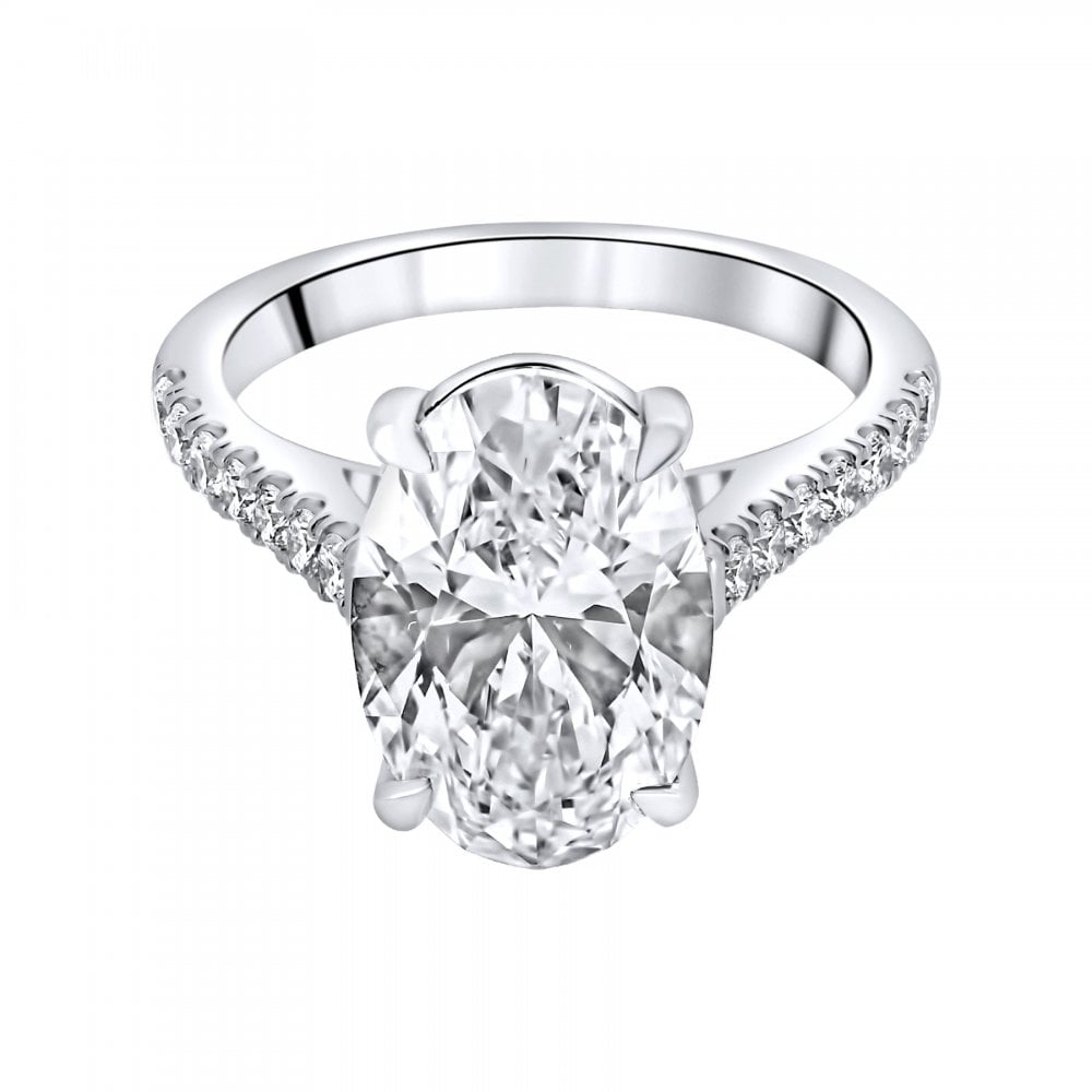 Lab grown platinum 5.01ct D VVS2 IGI oval cut diamond ring
